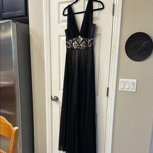 Alberto Makali Black Maxi Dress with Silver Accents